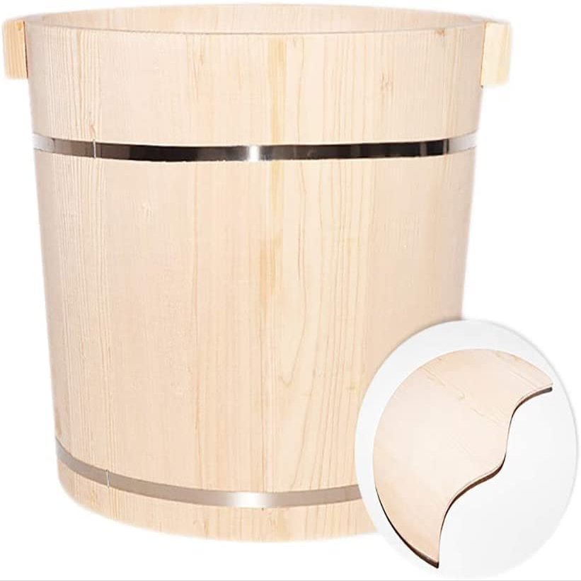 SLLSHG Foot Soaking Tub,Foot Wash Basin for Foot Bath,Natural Fir Wood Foot Soaking Barrel Bucket,Foot Spa Bucket with Lid Foot Spa Household Wash Ba (Color : A)