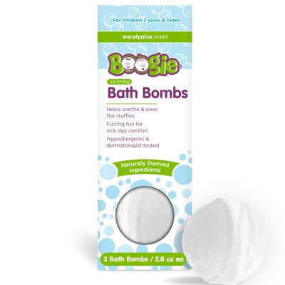 Boogie Kids Bath Bombs, Calming, Naturally Derived, Made with Aloe and Calming Vapors, Eucalyptus, 3 Bath Bombs, 2.8 oz, Pack of 1