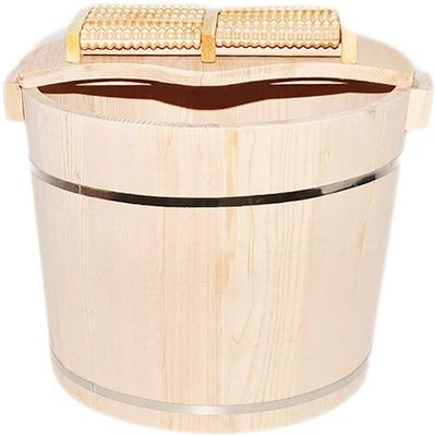 SLLSHG Foot Soaking Tub,Foot Wash Basin for Foot Bath,Natural Fir Wood Foot Soaking Barrel Bucket,Foot Spa Bucket with Lid Foot Spa Household Wash Ba (Color : B)