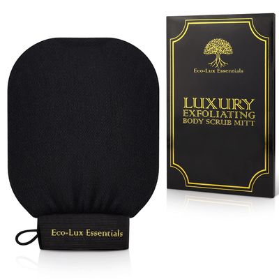 Eco Lux Exfoliating Mitt Moroccan Exfoliating Glove, Premium Viscose Kessa Mitt for Deep Exfoliation & Dead Skin Removal, Fake Tan Remover, Heavy-Duty Reusable Body Scrub Glove for Bath & Shower
