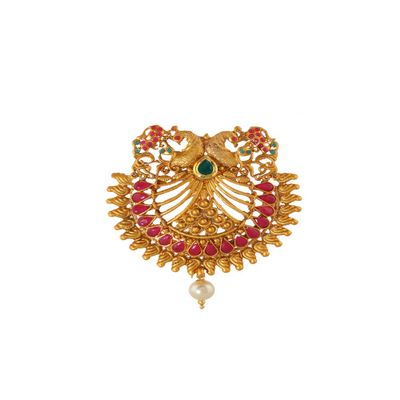 Gold Tone Traditional Hair Brooch | Juda Accessories For Hair | Artificial Ambada Pin For Women By Indian Collectible