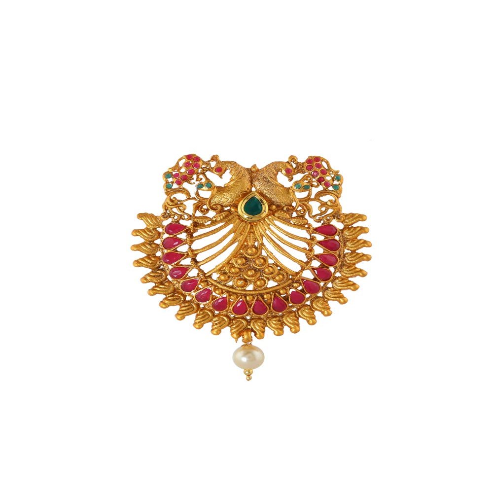 Gold Tone Traditional Hair Brooch | Juda Accessories For Hair | Artificial Ambada Pin For Women By Indian Collectible
