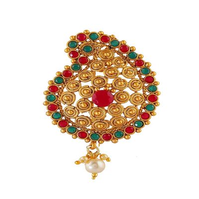 Gold Tone Traditional Hair Brooch | Juda Accessories For Hair | Artificial Ambada Pin For Stylish Women By Indian Collectible
