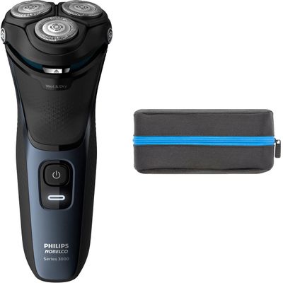Philips Norelco Shaver for Men Series 3000 Rechargeable Wet/Dry Mens Electric Shavers Electric Razor for Men- Modern Steel Metallic
