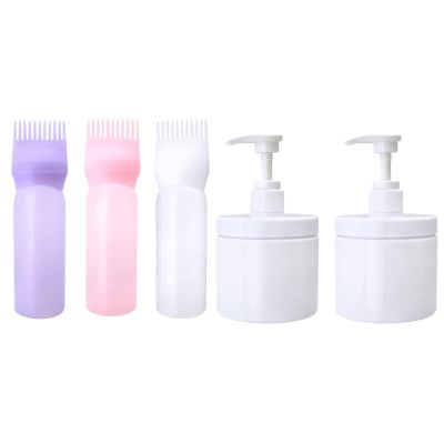 Cosywell Root Comb Applicator Bottle 6 Ounce Hair Dye Applicator Brush 3 Pack Pump Bottle Dispenser Plastic Pump Bottles Refillable Bottles for Lotion Shampoo Conditioner