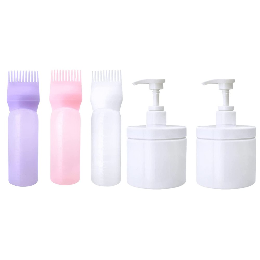 Cosywell Root Comb Applicator Bottle 6 Ounce Hair Dye Applicator Brush 3 Pack Pump Bottle Dispenser Plastic Pump Bottles Refillable Bottles for Lotion Shampoo Conditioner