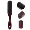 Healifty 2pcs Wooden Handle Beard and Facial Cleaning Brush Hair Grooming Tool for Men Professional Male Care Supply for Home and Salon Use Black view 2