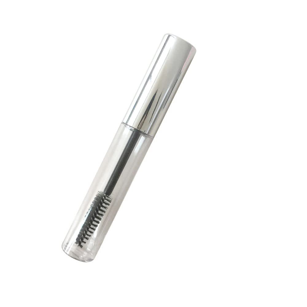 ezqnirk 1PCS Mini Empty Eyelashes Tube Eyeliner Bottle With Brush Plugs Make Up Tube Vials,Silver,10ml