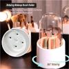 Ygapuzi Makeup Brush Holder Organizer with Clear Lid, 360 Rotating Makeup Brush Storage Container Dustproof Cosmetic Display Case Tray for Vanity Bathroom Countertop Cabinet Desktop (Pink) view 2