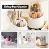 Ygapuzi Makeup Brush Holder Organizer with Clear Lid, 360 Rotating Makeup Brush Storage Container Dustproof Cosmetic Display Case Tray for Vanity Bathroom Countertop Cabinet Desktop (Pink) view 3