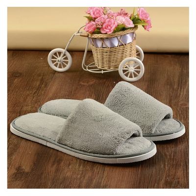 GHYUBYER 10 Pairs Hotel Slippers,spa Slippers Open ToeCoral Velvet Slippers Gray Slippers Reusable Home Slippers Fit for Guests Bathroom Travel Home Indoor (Color : Light Grey, Size : 11x4.3inches)