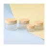 1PCS Frosted Glass Jar With Wood Grain Lid Refillable Bottle Cosmetic Container for Face Cream Lip Balm,100g view 4