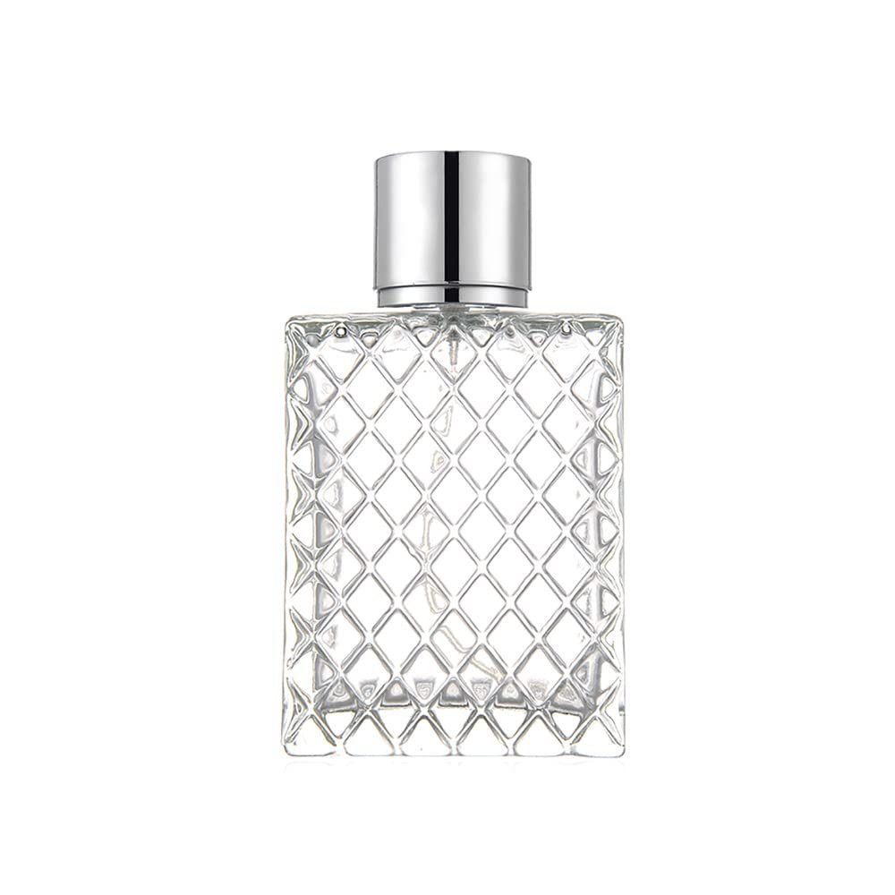 100ml Square Grids Clear Refillable Bottle Glass Empty Perfume Pump Bottle Spray Atomizer Cosmetic Containers