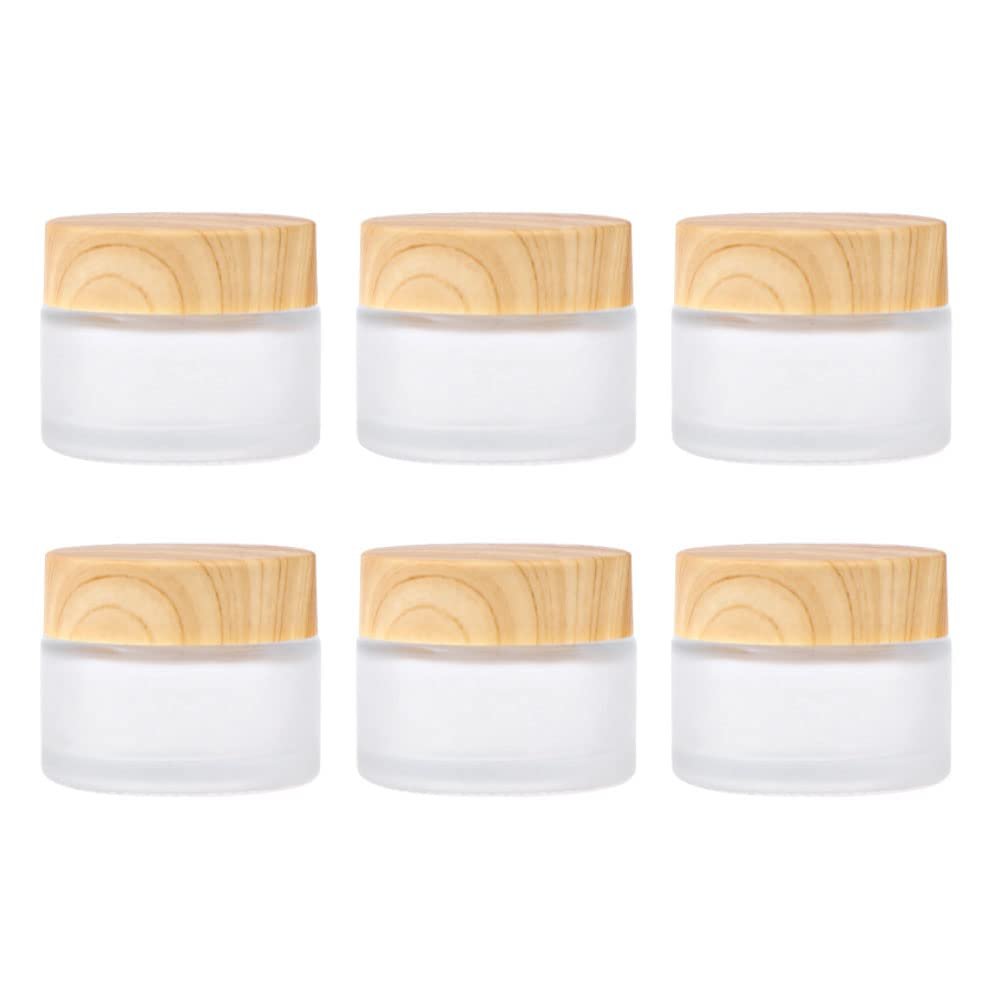1PCS Wood Grain Glass Empty Jar Face Cream Bottled Mask Cosmetic Liquid Foundation Lotion Refillabe Bottle,Frosted,50g