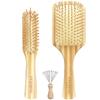 Hair Brush Set for Women & Men, Natural Bamboo Bristles Wet Dry Flat Paddle Detangling Bamboo Brushes Fit All Types Hair, Brush Cleaner Tool included - 3 Pack view 1