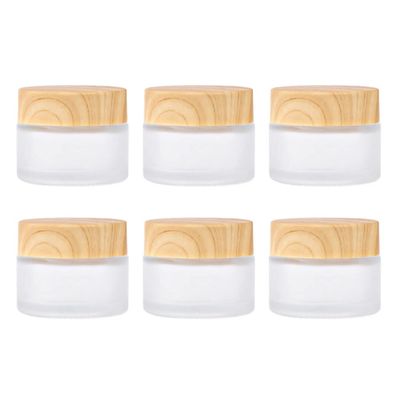 1PCS Wood Grain Glass Empty Jar Face Cream Bottled Mask Cosmetic Liquid Foundation Lotion Refillabe Bottle,Frosted,5g