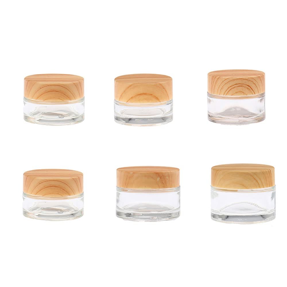 1PCS Wood Grain Glass Empty Jar Face Cream Bottled Mask Cosmetic Liquid Foundation Lotion Refillabe Bottle,clear,30g