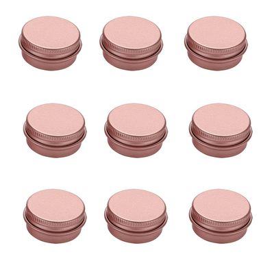 10PCS Empty Aluminum Jars Refillable Cosmetic Lip Balm Containers with Screw Cap,Rose gold,5g-25X16mm