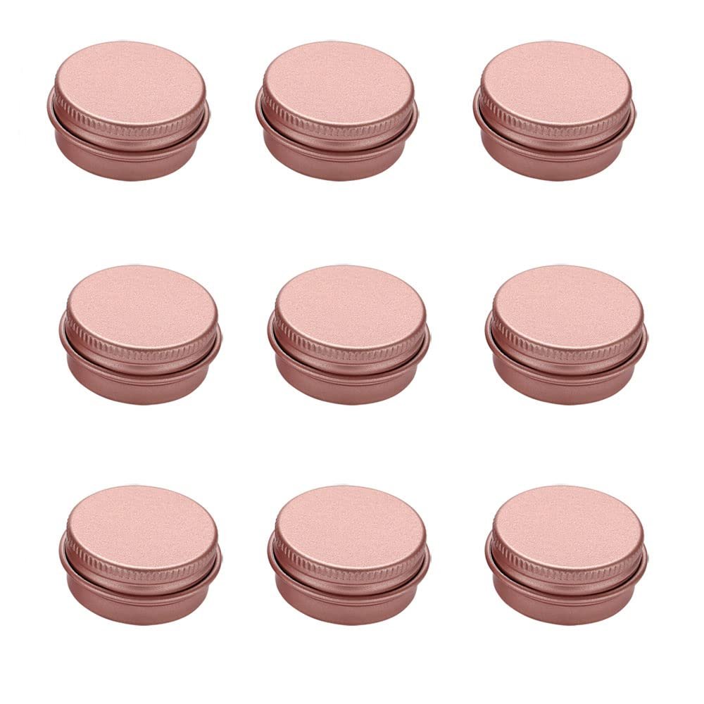 10PCS Empty Aluminum Jars Refillable Cosmetic Lip Balm Containers with Screw Cap,Rose gold,5g-25X16mm