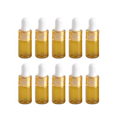 10PCS Refillable Mini Empty Glass Dropper Bottle Protable Travel perfume Liquid Dispenser,Brown,3ML