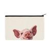 WIRESTER Canvas Zipper Makeup Bag, Cosmetic Pouch, Organizer Case for Women Girl, Multi-Purpose Travel Cosmetic Bag - Pig (1) view 1