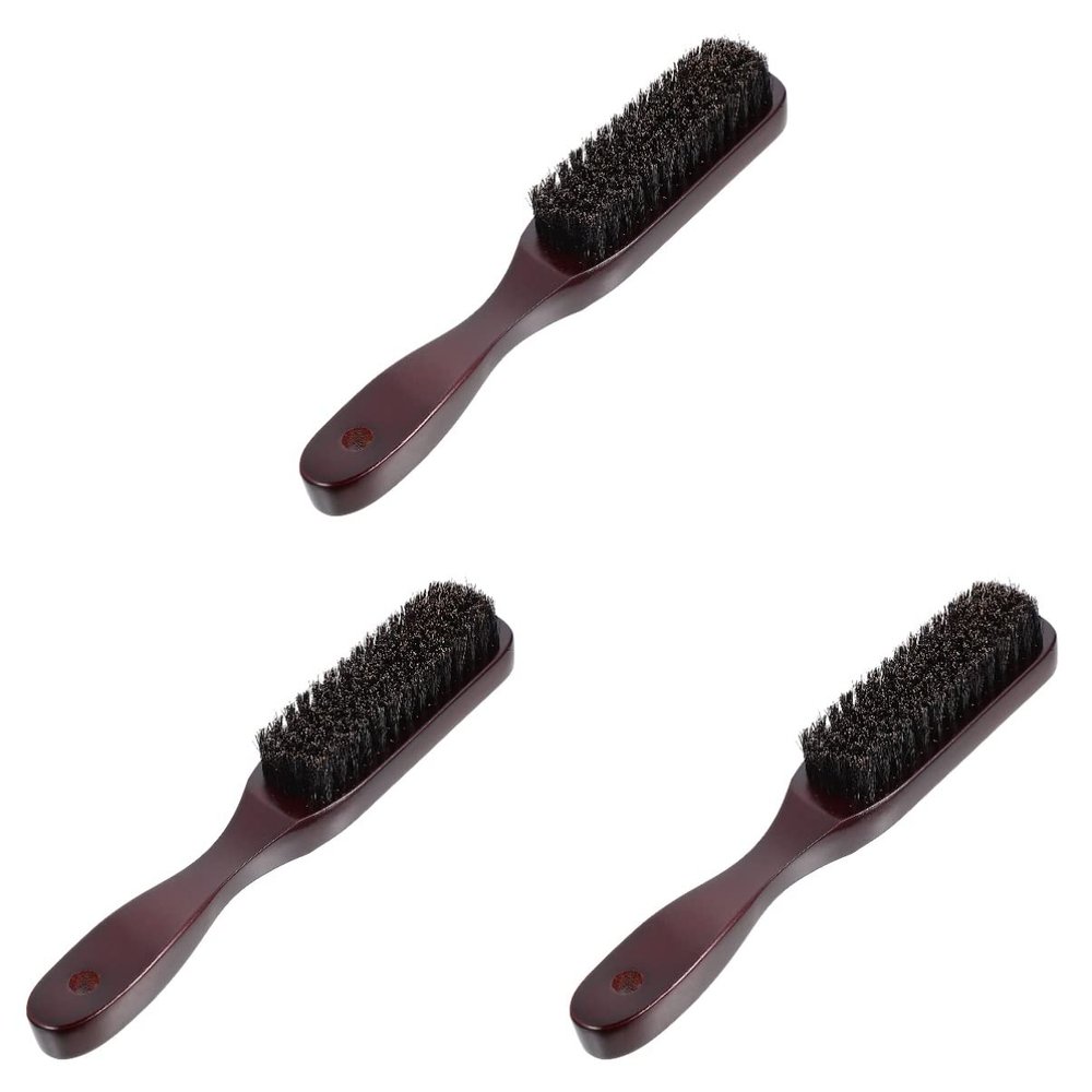 Healifty 3pcs Wooden Shaving Brush Natural Boar Bristle Beard Care Tool for Men Grooming Shaving Lightweight Easy to Clean for Travel and Daily Use Black