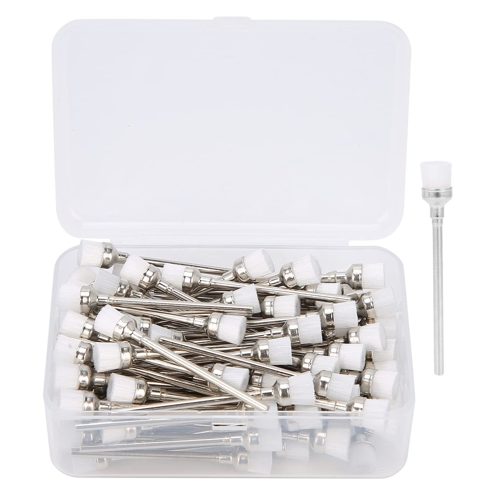 100pcs Nail Drill Bit Cleaning Brush, Dust Remover Manicure Tool Accessory Nail Dust Brush Accessory Manicure Pedicure Home Use (White)
