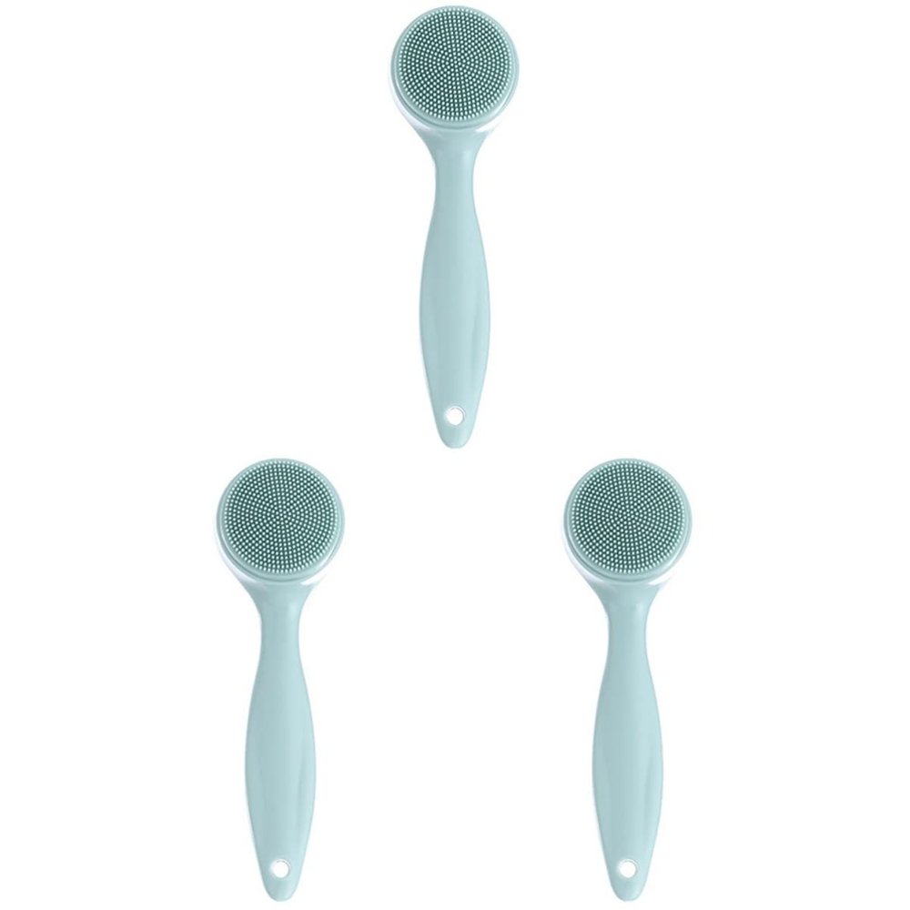 Healifty 3pcs Face Brush for Cleansing and Massage Manual Silicone Tool for Deep Cleaning Pores Facial Exfoliator for Dirt and Blackhead Removal Convenient Handle Design