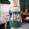 XiShiYing Makeup Organizer,Large Capacity Dust and Waterproof Cosmetic Storage Box,Skin Care Products Dressing Table with LED Mirror,Drawer Suitable for Bathroom and Bedroom -Green,Green view 2