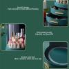 XiShiYing Makeup Organizer,Large Capacity Dust and Waterproof Cosmetic Storage Box,Skin Care Products Dressing Table with LED Mirror,Drawer Suitable for Bathroom and Bedroom -Green,Green view 3