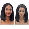 Braid Wigs 16" Shoulder Length 4x4" Lace Frontal Twist Braids Wigs with Baby Hair for Black Women Black Heat Resistant Synthetic Light Weight Glue-less Micro Box Braided Wig for African American Women (#1B Black) view 1