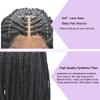 Braid Wigs 16" Shoulder Length 4x4" Lace Frontal Twist Braids Wigs with Baby Hair for Black Women Black Heat Resistant Synthetic Light Weight Glue-less Micro Box Braided Wig for African American Women (#1B Black) view 3