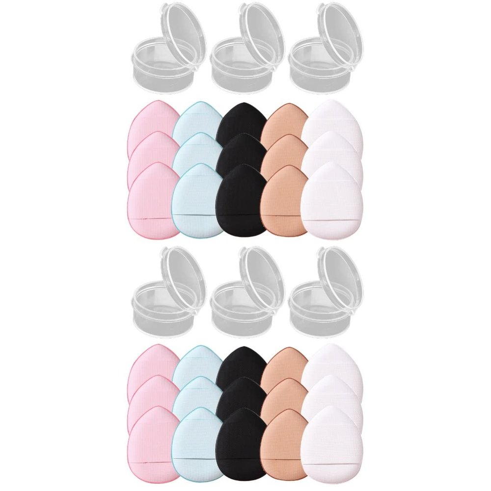 LALAFINA 30pcs Powder Puff Washable Makeup Applicators for Liquid Foundation Blush and Setting Powder for Application