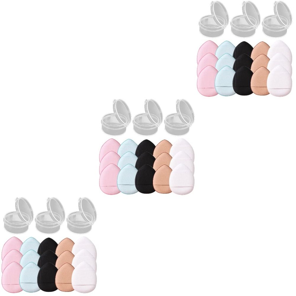 LALAFINA 45pcs Mini Powder Puff for Makeup Application Soft Facial Foundation Sponges for Loose Powder and Eyeshadow Washable and Compact Design