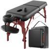 CLORIS 84" Professional Massage Table Portable 2 Folding Lightweight Facial Salon Spa Tattoo Bed Height Adjustable with Carrying Bag & Wooden Leg Hold Up to 1100LBS Black view 1
