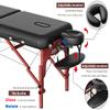 CLORIS 84" Professional Massage Table Portable 2 Folding Lightweight Facial Salon Spa Tattoo Bed Height Adjustable with Carrying Bag & Wooden Leg Hold Up to 1100LBS Black view 3