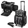 BYOOTIQUE Soft Sided Rolling Makeup Train Case Cosmetic Organizer Crocodile Makeup Case Trolley for Makeup Artist Nail Technician Hairstylist Crafters with Detachable Pouch & Shoulder Strap,Black view 1