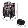 BYOOTIQUE Soft Sided Rolling Makeup Train Case Cosmetic Organizer Crocodile Makeup Case Trolley for Makeup Artist Nail Technician Hairstylist Crafters with Detachable Pouch & Shoulder Strap,Black view 3