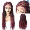 31" Box Braided Wig for Black Women FACE MIRACLE 4.75X12.5"Lace Front Braids with Natural Baby Hair Hand Braided Lightweight Synthetic Micro Cornrow Braids Glueless Braid (#T1B/BUG Black/Burgundy T) view 1