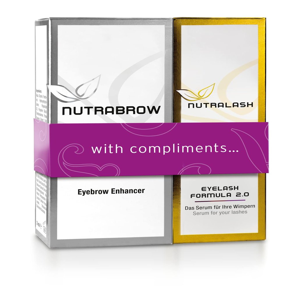 Nutracosmetic - NutraBrow Eyebrow Enhancer & Nutralash Eyelash Formula 2.0 Set I Thicker Brows and Longer Eyelashes in 6-12 Weeks I Lash and Eyebrow Growth Serum I 3ml & 1ml