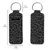 Suobstales Black Leopard Chapstick Holder Keychain Neoprene Lip Balm Holder Wild Animal Cheetah Skin Print Lipstick Sleeve Pouch Lip Balm Portable Pocket Lip Gloss Tube Holder Travel Accessories view 2