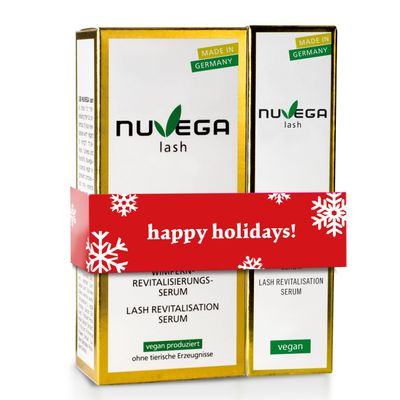 Nuvega Lash - Vegan Eyelash Serum & Eyebrow Serum Set I Longer Eyelashes in 4-6 Weeks I Lash and Eyebrow Growth Serum I Made in Germany I 1ml & 3ml
