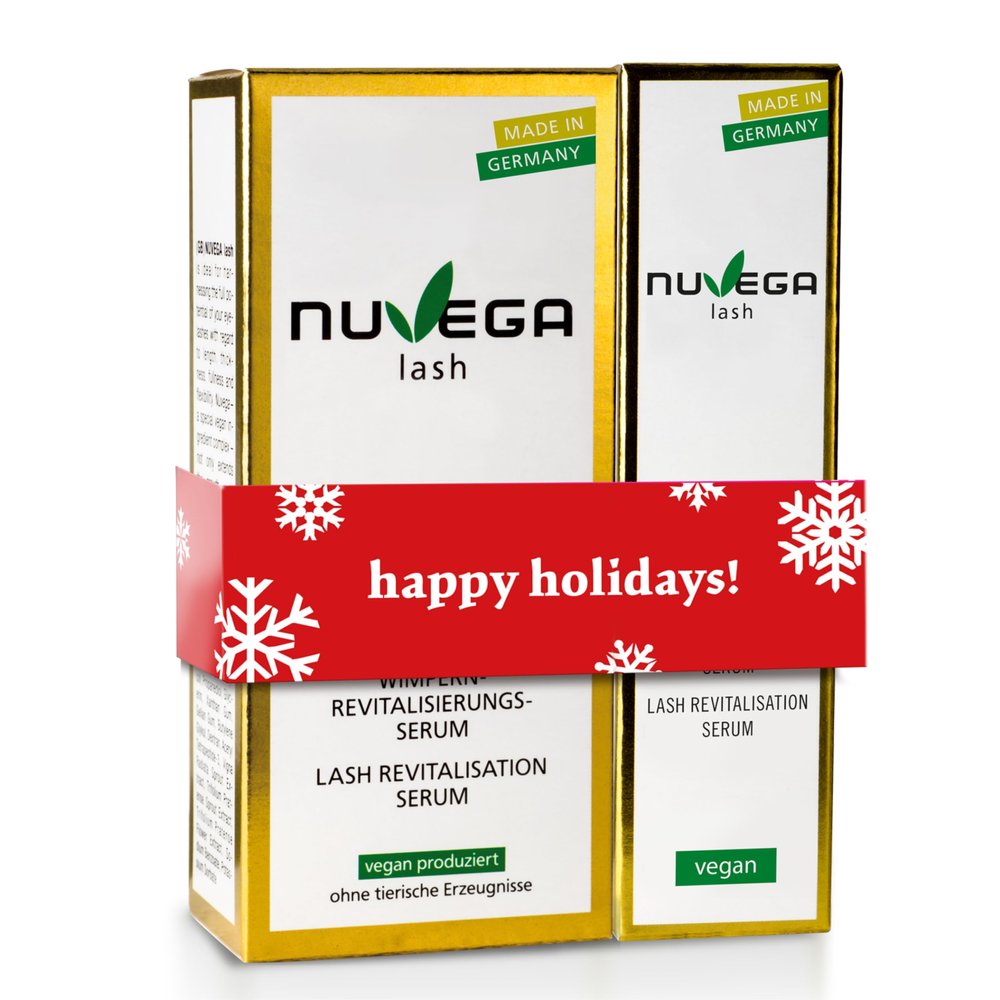 Nuvega Lash - Vegan Eyelash Serum & Eyebrow Serum Set I Longer Eyelashes in 4-6 Weeks I Lash and Eyebrow Growth Serum I Made in Germany I 1ml & 3ml