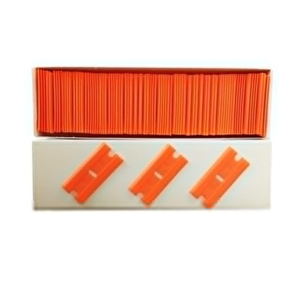 Dong Yong CNGZSY 100pcs Razor Blades Safety Scraper Glue Knife Glass Cleaner Replacement Carbon Steel Blade Ceramic Car Labels Remover E13 (100pcs Plastic)