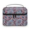 Paisley Floral Flower Red Blue Makeup Bag Cosmetic Bag Portable Synthetic Leather Makeup Case Storage Toiletry Bag with Handle for Women Teen Girls view 1