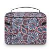 Paisley Floral Flower Red Blue Makeup Bag Cosmetic Bag Portable Synthetic Leather Makeup Case Storage Toiletry Bag with Handle for Women Teen Girls view 3