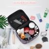 Paisley Floral Flower Red Blue Makeup Bag Cosmetic Bag Portable Synthetic Leather Makeup Case Storage Toiletry Bag with Handle for Women Teen Girls view 4