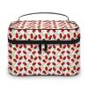 Cherries Pink Stars Berry Makeup Bag Organizer Cosmetic Bag Portable Vegan Leather Makeup Travel Case Pouch Toiletry Bag with Handle for Women Girls Gifts view 1