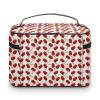 Cherries Pink Stars Berry Makeup Bag Organizer Cosmetic Bag Portable Vegan Leather Makeup Travel Case Pouch Toiletry Bag with Handle for Women Girls Gifts view 3