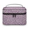 Pink Purple Leopard Print Makeup Bag Cosmetic Bag Portable Synthetic Leather Makeup Travel Pouch Toiletry Bag with Handle for Women view 1